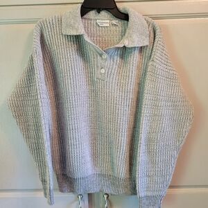 Vintage Contemporary Casuals Grey Chunky Knit Collared Sweater